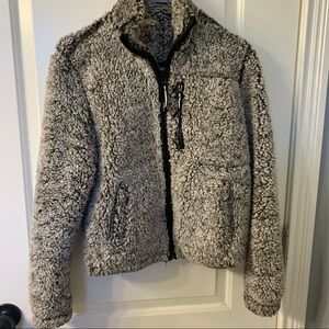 Garage Soft Grey Sherpa Zip Up Jacket